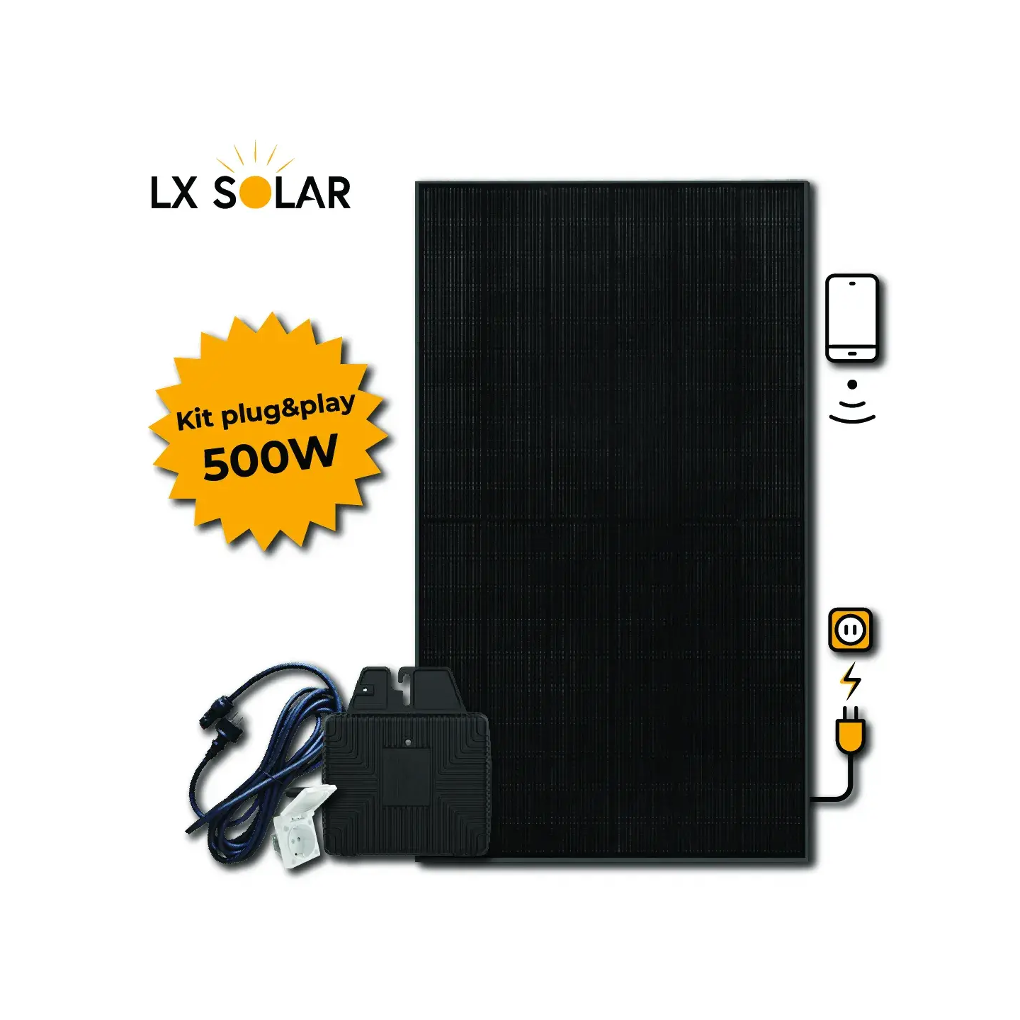 Kit Plug & Play 500W - 1 panneau 500W + Micro onduleur + interface gsm
