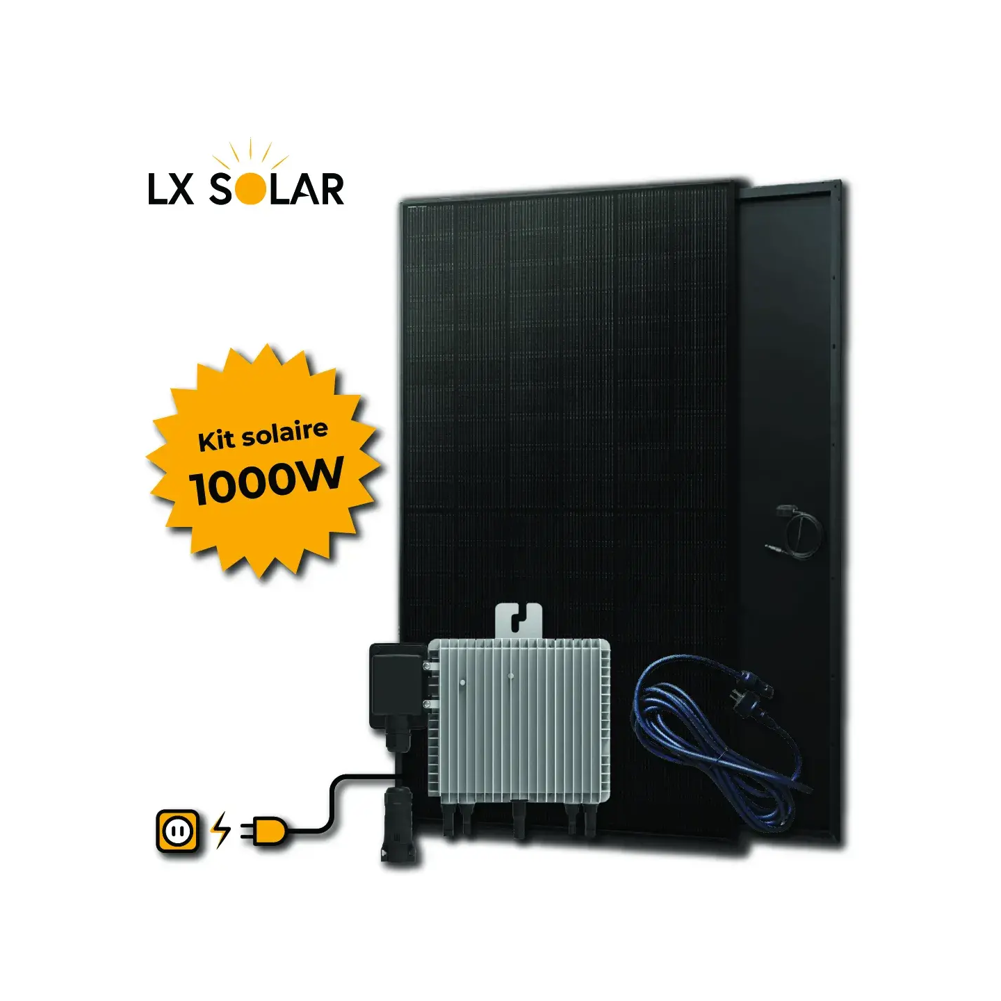 Kit 1000W- 2 panneaux 1000W + Micro onduleur + câble