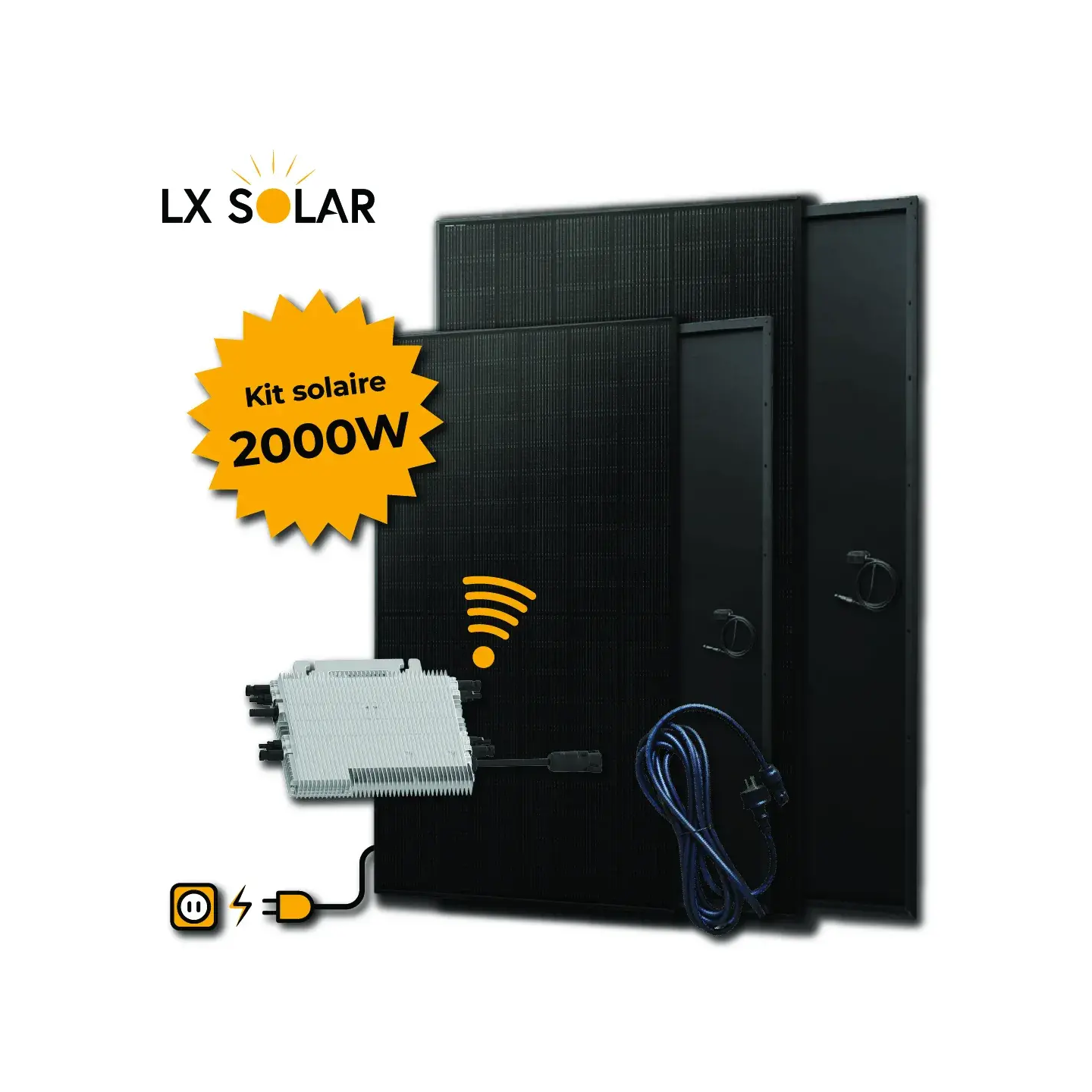 Kit 2000W - 4 panneaux 500W + Micro onduleur + câble