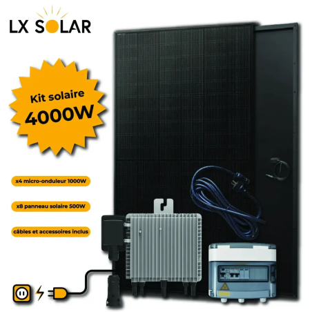 Kit 4000W - 8 panneaux 500W + Micro onduleur + câble + coffret