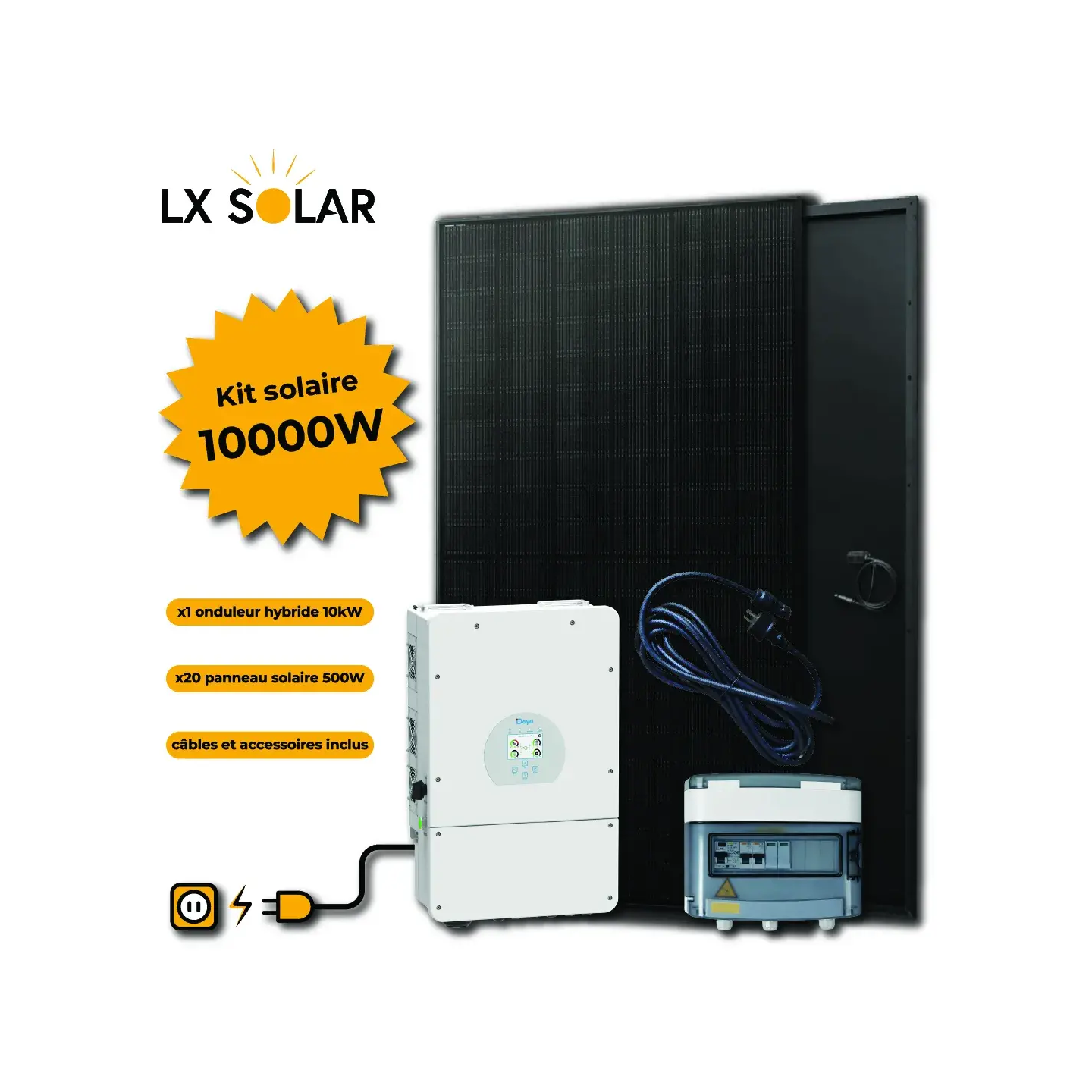 Kit 10000W - 20 panneaux 500W + Micro onduleur + câble + coffret