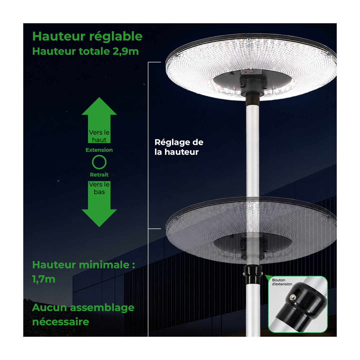 Lampe solaire à LED D61, 228W