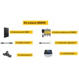 Kit 5000W - 10 panneaux 500W + Micro onduleur + câble + coffret