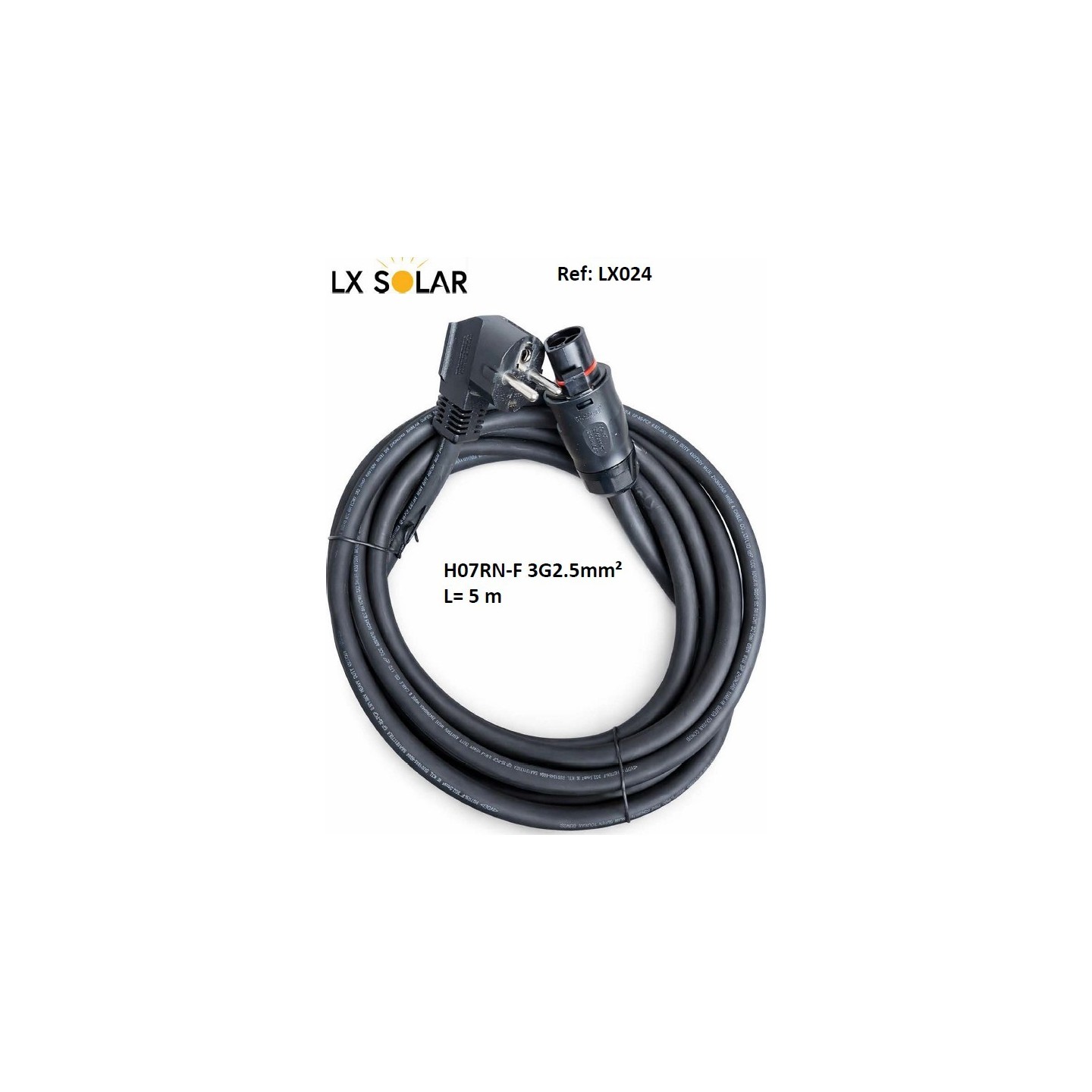 Câble AC 5m 3 × 2,5mm² avec plug EU 2P+T matière câble  H07RN