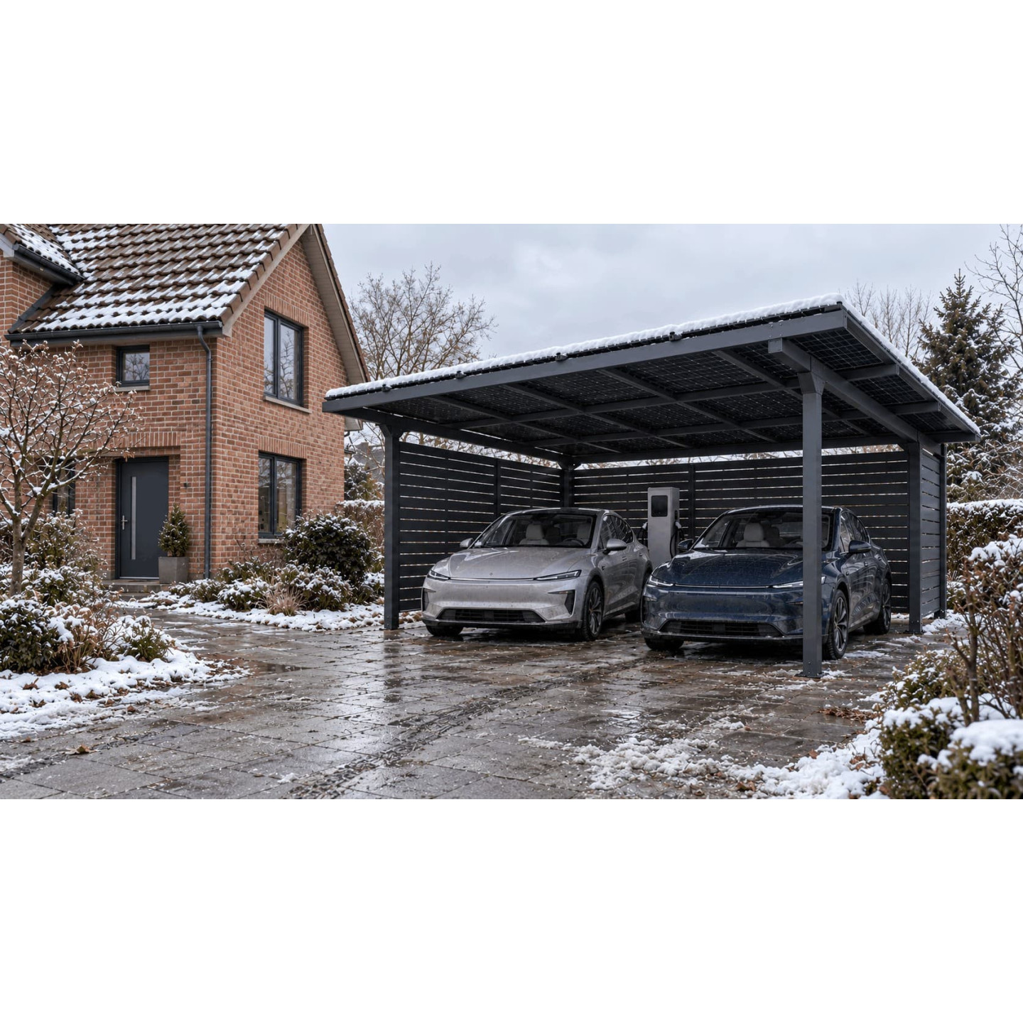 Carport 2 places avec 15 panneaux solaires