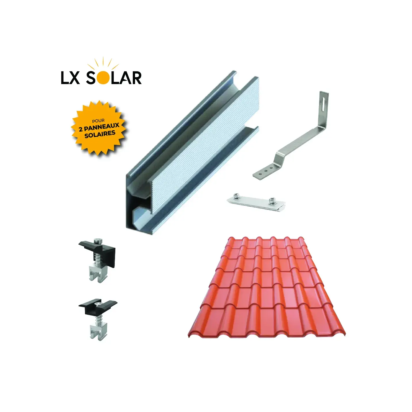 Support de fixation de base 2 panneaux tuile plate