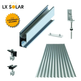 Toiture ondulée- Support de fixation de base 2 panneaux toiture ondulée