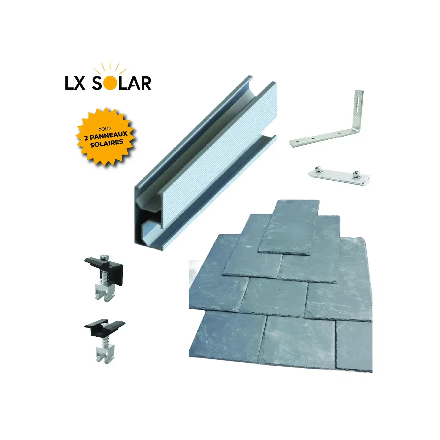 Support de fixation de base 2 panneaux tuile ardoise